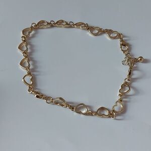 Linked Hearts Anklet Gold Tone Dainty Chic Statement
